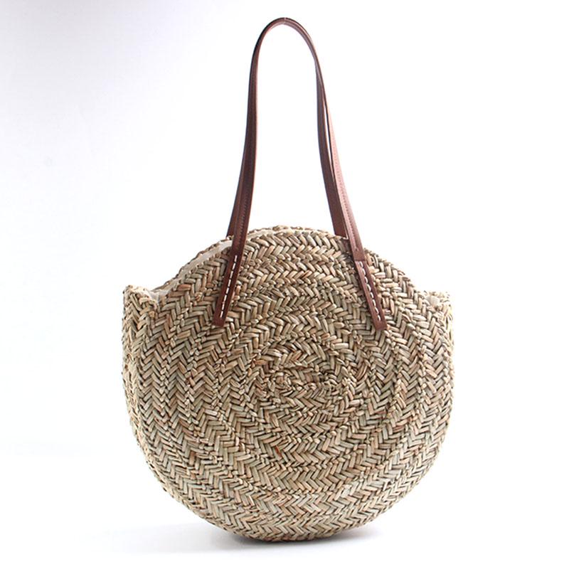 Buy Women Straw Weave Handbag Round Shoulder Bag Girl Casual Bags for