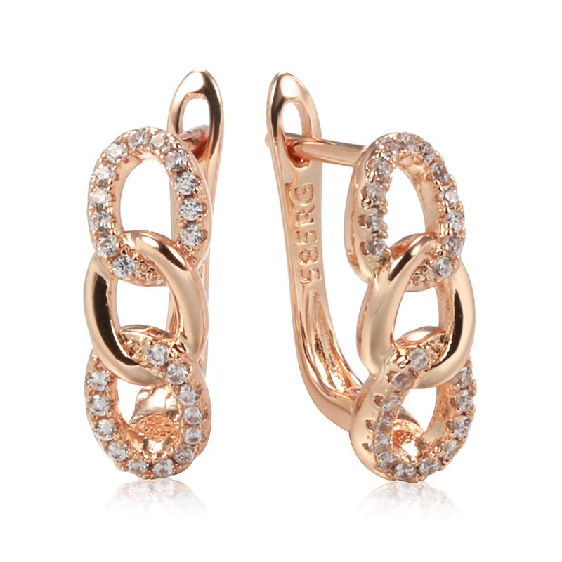 

Classic Drop Earrings Rose Gold With Natural Zircon Luxury Korea Jewelry Earrings Girls Temperament Accessories