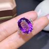 Trendy Amethyst-Colored Gemstone Open Ring for Women