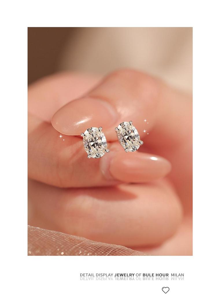 2025 High-End Europäische & Amerikanische Ovale Taubenei Moissanit Sterlingsilber Ohrstecker für Damen