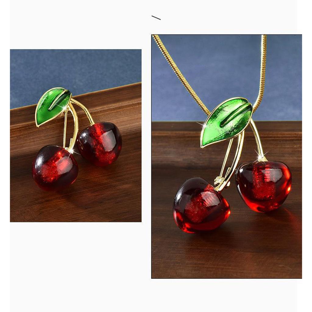 Elegant Cherry Ornament Sweater Necklace Comfortable Neck Jewelry Suitable for Fashionable Outfits for Woman and Girls