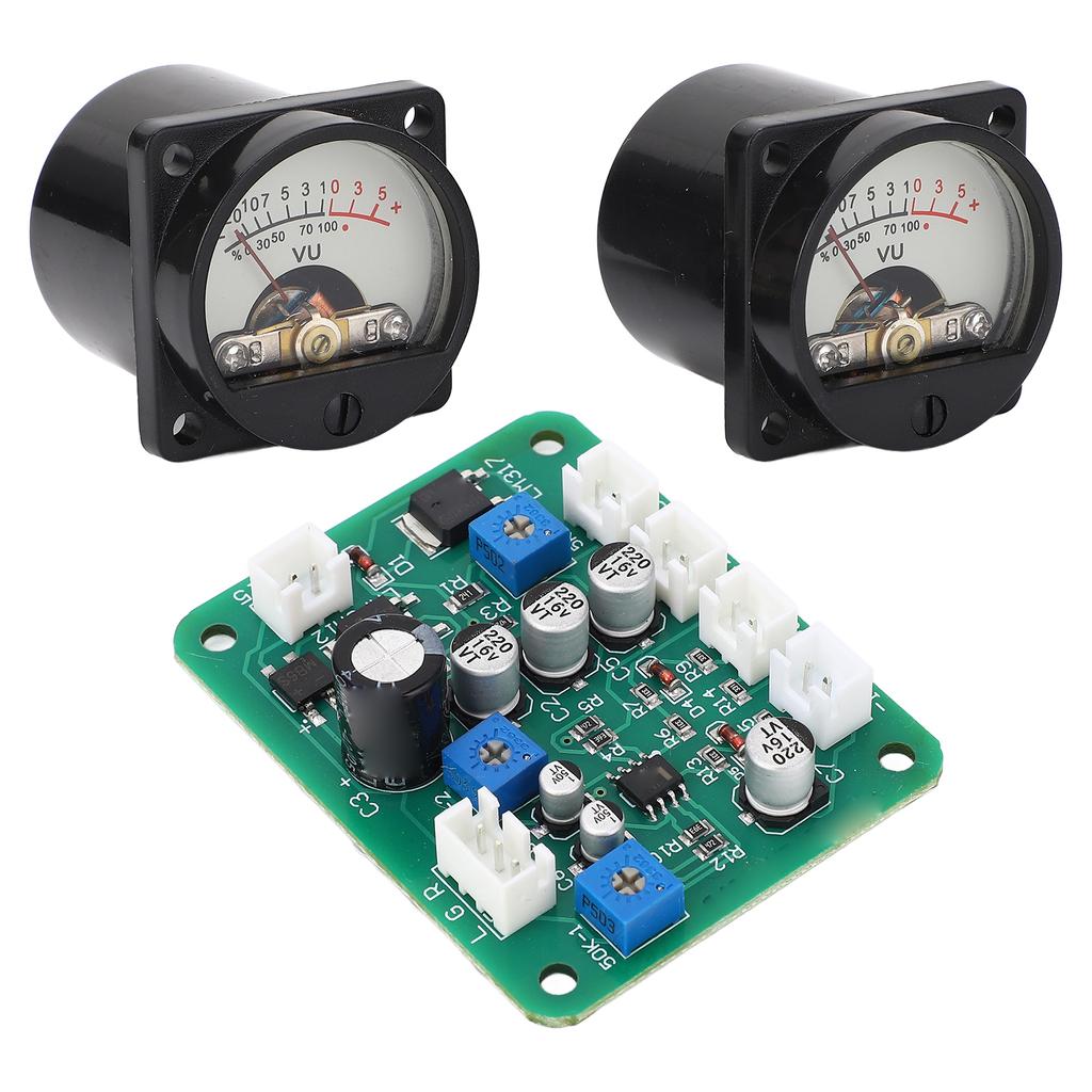 VU Meter Panel Kit 2PCS Warm Color Backlight Power Amplifier VU Meter with Driver Board