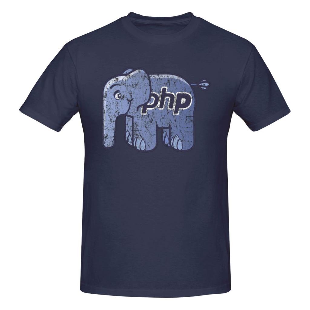 Unisex Vintage PHP ElePHPant Logo Funny Programmer T Shirt Streetwear Oversized Oneck Cotton Short Sleeve Custom T Shirts For Unisex
