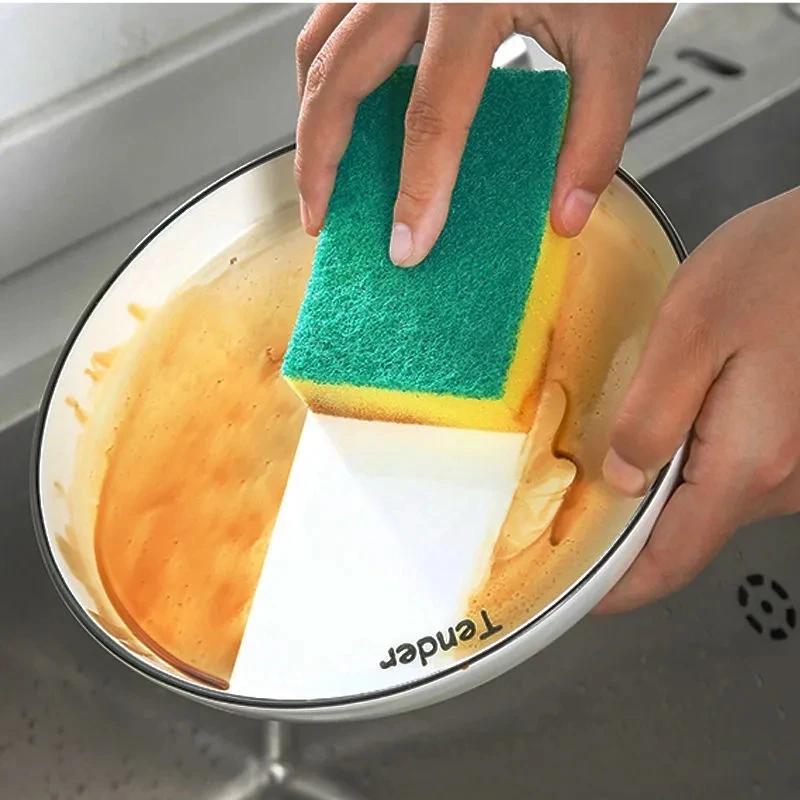 Double-sided Kitchen Dishwashing Sponge Plush Moisture-wicking Cleaning Rub Dish Pot Rust Sponges Wipes Home Cleaning Brush