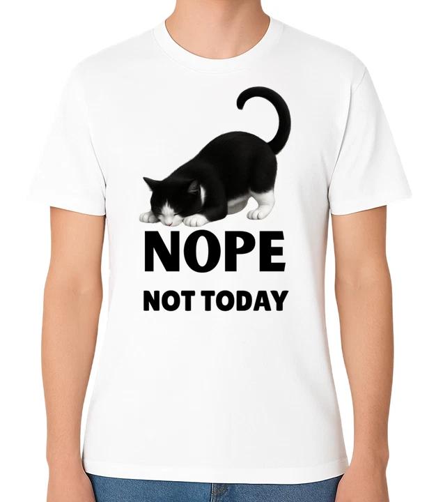 Nope Not Today Funny Cat Graphic Unisex T-Shirt Cute Sarcastic Tee S