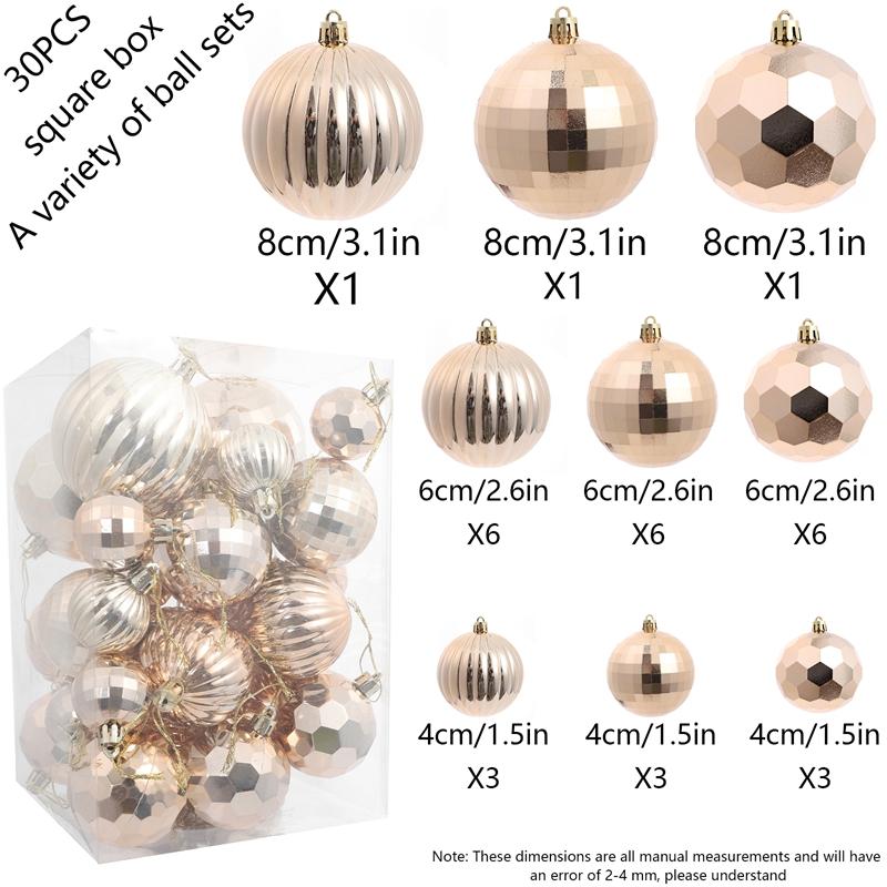 1box 4/6/8cm Christmas Decoration Shatterproof Plastic Christmas Ball Xmas Tree Hanging ornaments for Home Party Holiday Navidad
