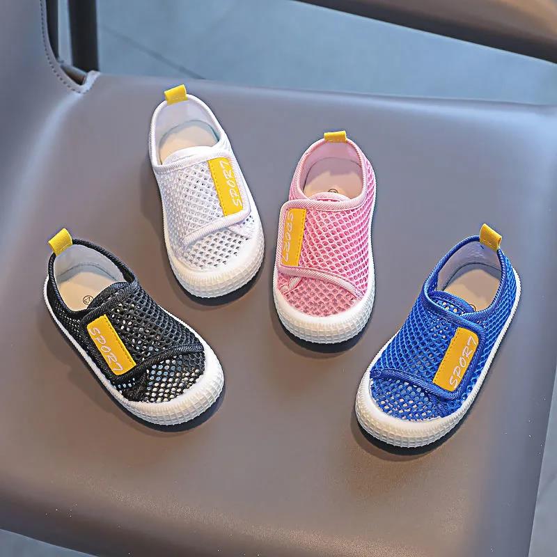 Kinder Frühling Sommer Schuhe Mädchen und Jungen Weiche Sohle Sportschuhe Einfarbig Anti-Rutsch Casual Mesh Flache Schuhe