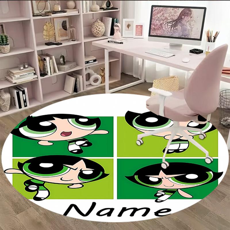 Customizable The Powerpuff Girls11 Round Non-Slip Carpet - Ideal for Garden, Picnic, Office, Perfect for Decoration, Suitable For All Seasons