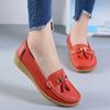 Autumn mother shoes single shoes women's flat bottom women's Doudou shoes genuine leather flat heel soft sole leather shoes large size women's shoes