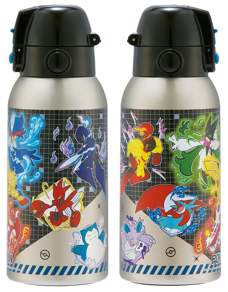 Skater Stainless Steel Water Bottle for Direct Lightweight and Cooling Water Sports Water Kids, Drinking, 600ml, Child-Friendly, Pokemon, 25, Boys,