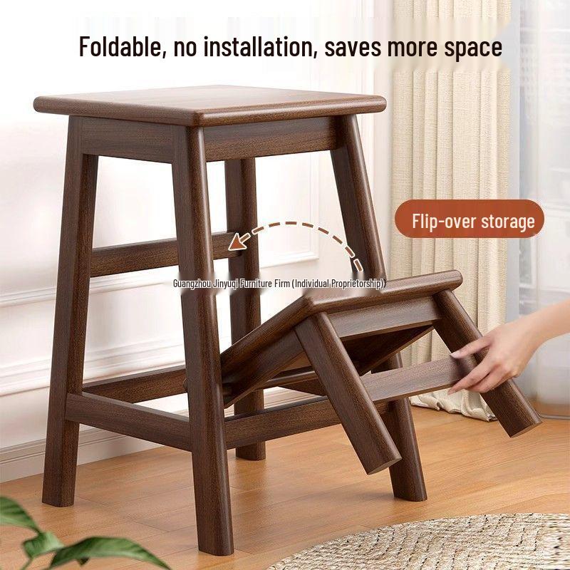 Foldable Solid Wood Step Stool & Bench for Living Room and Kitchen