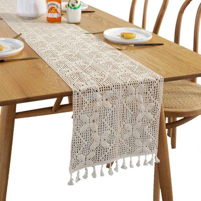 Baumwollfaden Idyllischer Tischläufer Stricken Hohle Tischdecke Tischdekoration Zubehör