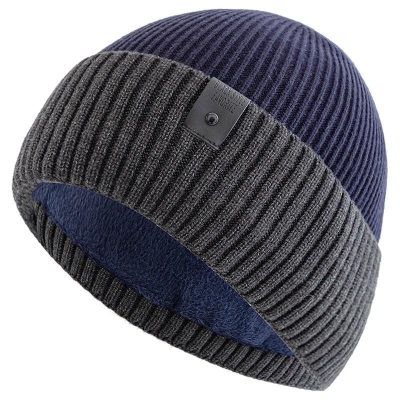 Neue Unisex-Wintermütze mit Fleecefutter, warme Mütze, stilvolle weiche Beanie-Mütze für Männer und Frauen, dicke Strickmütze für den Außenbereich, Skisport