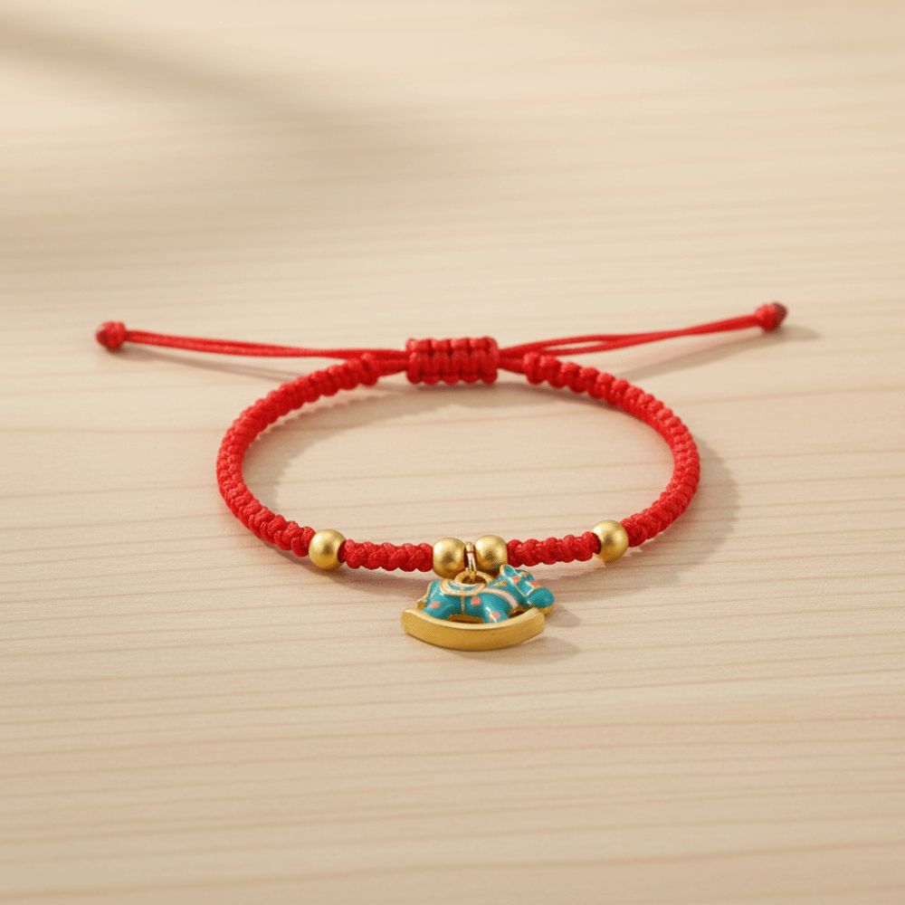 Chinese Style Horse Year Bracelet Fortune Red Rope Weave Bracelet Cute Lucky Pony Red Rope  Couple