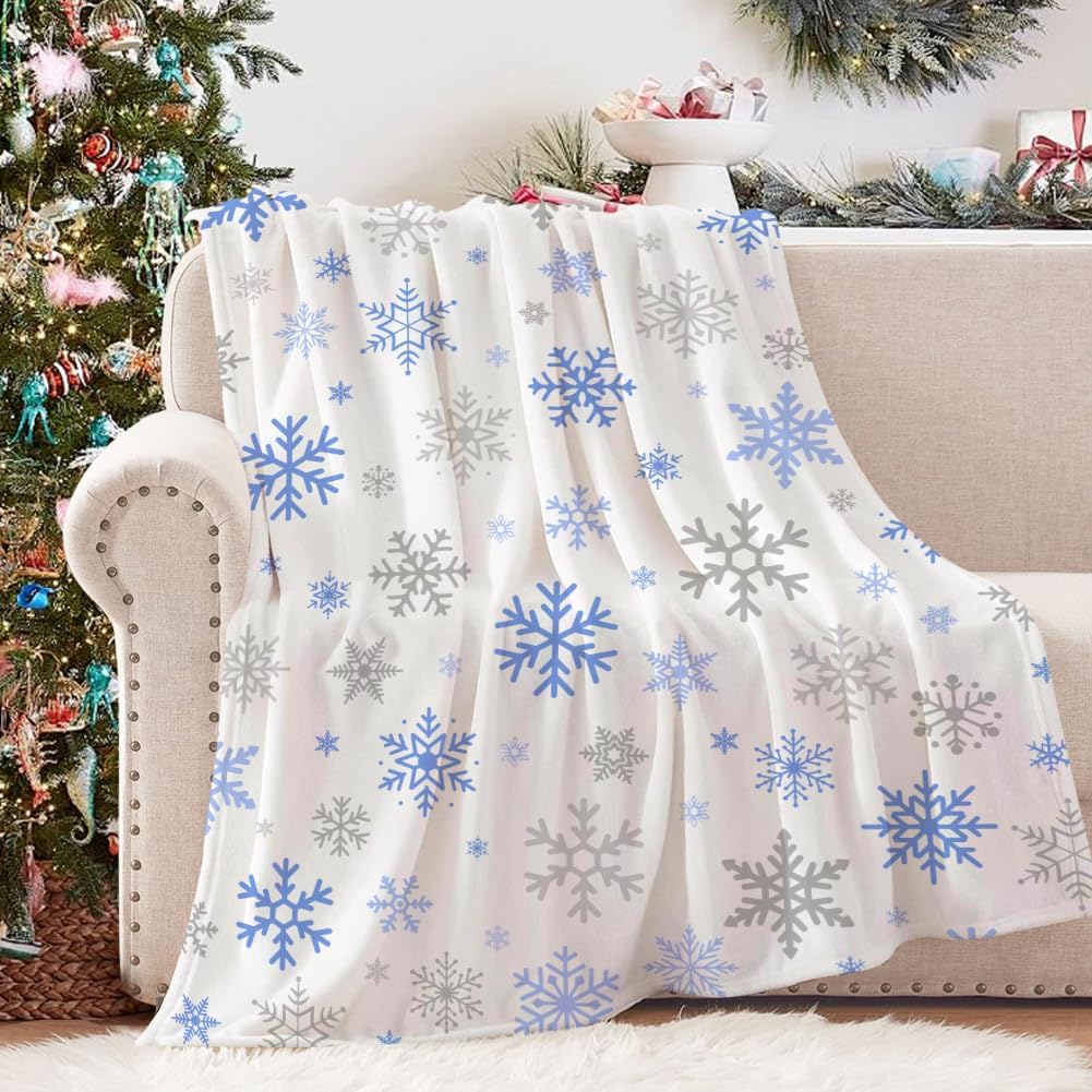 

1PC Christmas Throw Blanket Santa Snowman Bed Blanket Winter Snowflake Blanket Warm Cozy Fuzzy Plush Couch Blanket Holiday Decor 75cmx90cm