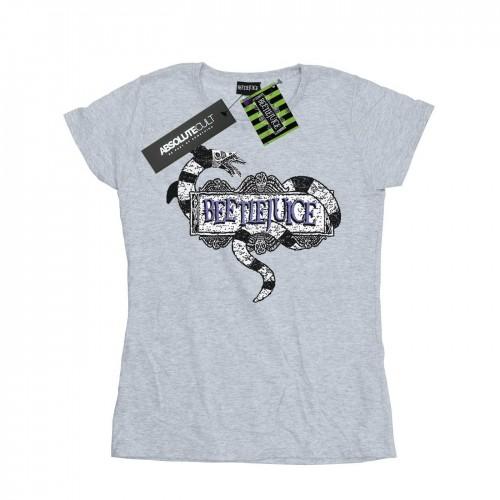

Beetlejuice Womens/Ladies Sandworm Logo Cotton T-Shirt білий