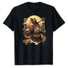 Samurai Katze ADHS Arbeit Ordentlich T-Shirt Lustiges Japanisches Stil Grafik T-Shirt für Unisex Kurzarm Lässiges Oberteil Einzigartiges Parodie Geschenk Präsent