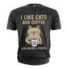 Funny Coffee and Cats T-shirt I Like Cats Coffee and Maybe 3 People Shirt