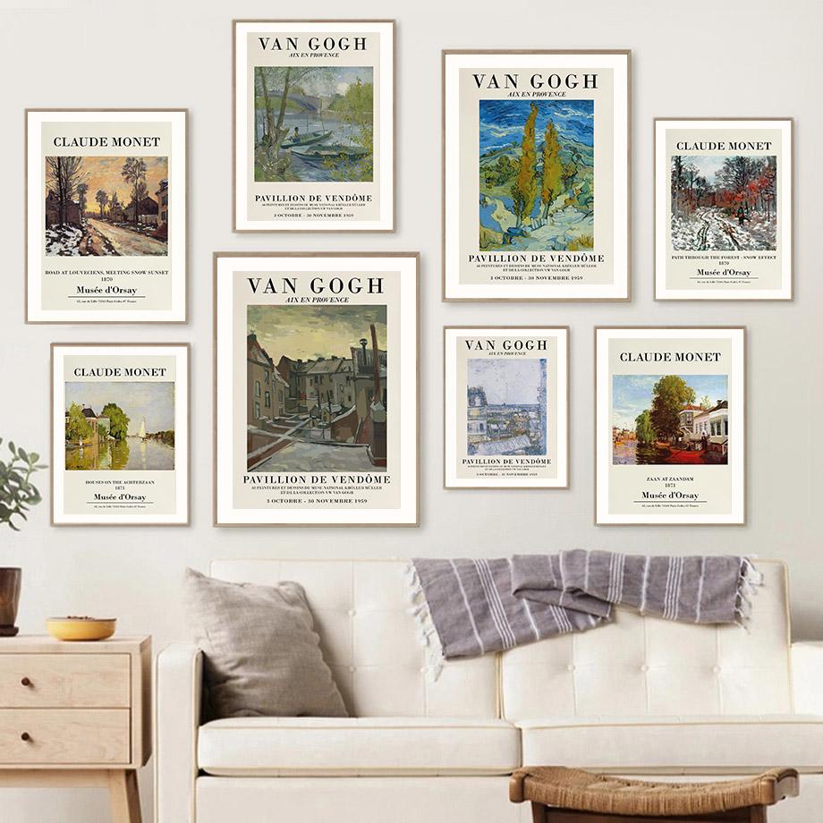 Van Gogh Claude Monet Abstract Vintage Wall Art Canvas Painting Nordic Posters And Prints Wall Pictures For Living Room Decor