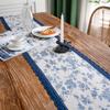 Table Runner Printing Garden Navy Blue Rose Flowers Table Tea Flag Dinner Flag Long Strip Holiday Party Table Decoration