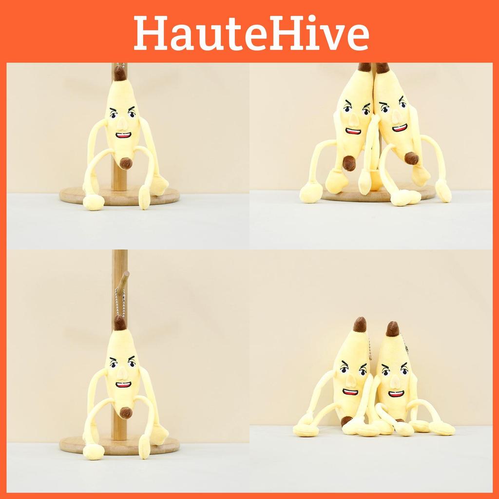 Uroczy pluszowy breloczek w kształcie banana, słodka pluszowa zabawka o długich nogach na torby i klucze