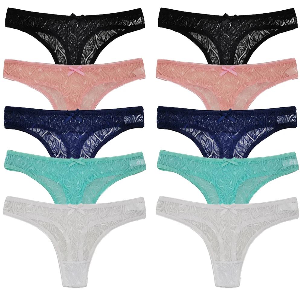 10 ks/sada Síťovaná krajka Průhledná tanga Dámské kalhotky Spodní prádlo Dámská bezešvá G-string Dámské spodní prádlo Intimní prádlo