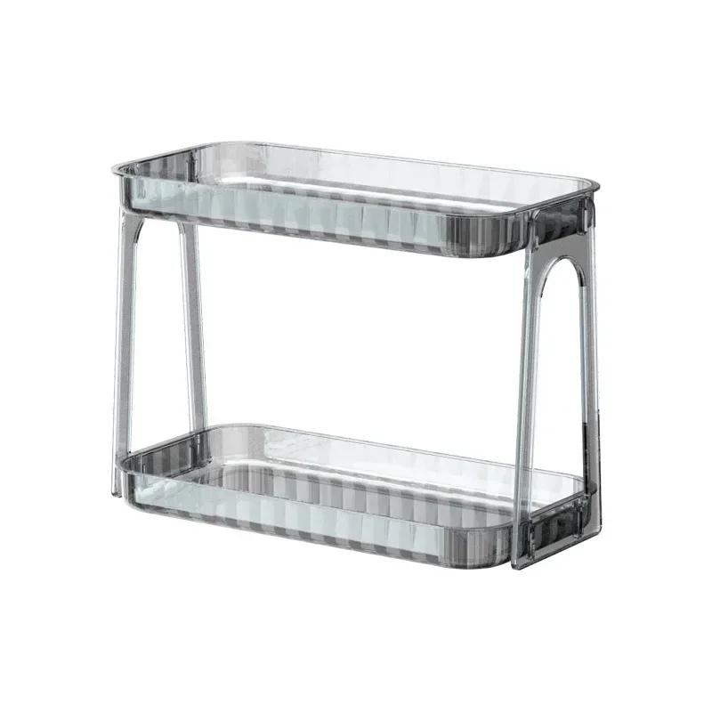 Bathroom Makeup Organizer Large Capacity Cosmetic Organizer Transparent 2 Layers Make Up Organizer Rack