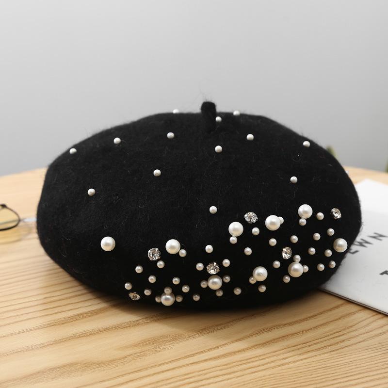 New Many Colors Women Pearl Outdoor Autumn Warm French Ladies Berets