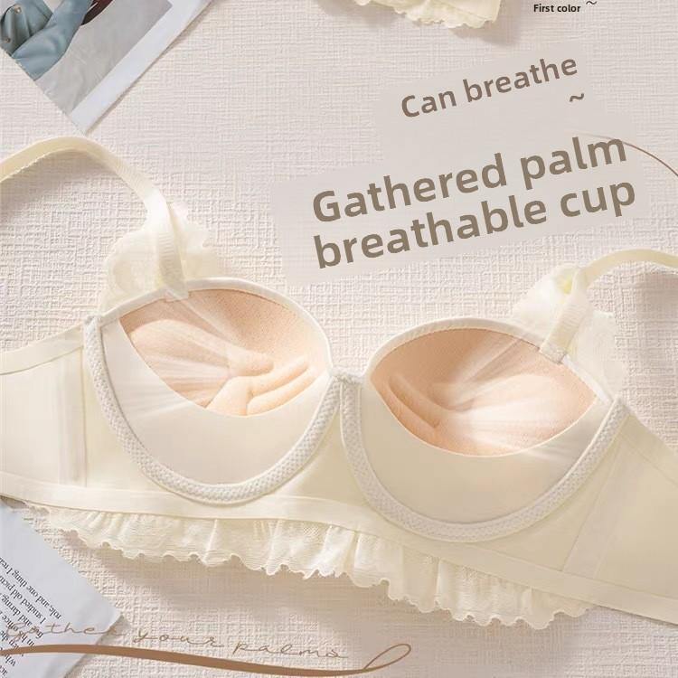Damen Frühling und Sommer Reines Verlangen Sexy Spitze Verdickt Kleines Dekolleté Push-up Große Handflächenschale Flaches Dekolleté Spezielle Unterwäsche