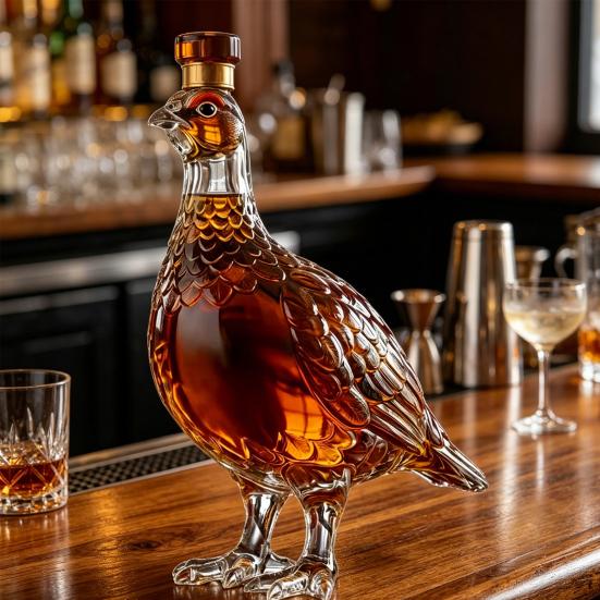 Trójwymiarowy Zwierzęcy Karafka do Whiskey, Dekoracyjna Butelka do Whiskey 350ml, Szklana Butelka na Likier w Kształcie Ptaka, Artystyczna Karafka do Wina Whiskey Likierów Dekoracja Domowego Baru