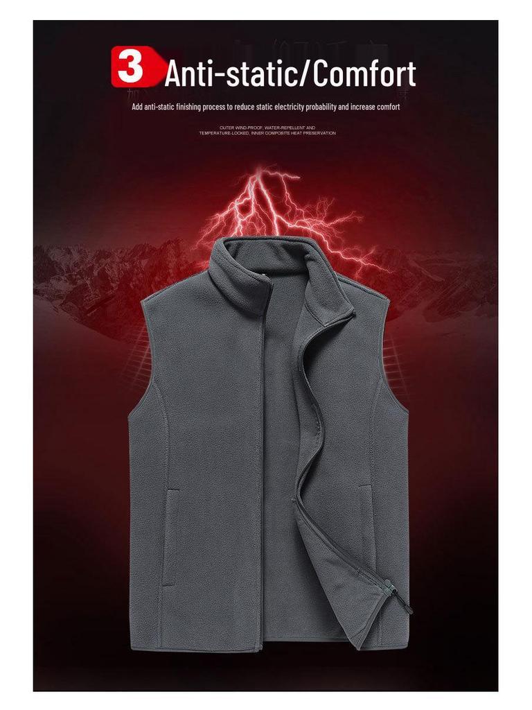 Herren Herbst- & Winterweste aus doppelseitigem Fleece - Stehkragen, verdickt, warm, sportlicher & lässiger Stil.