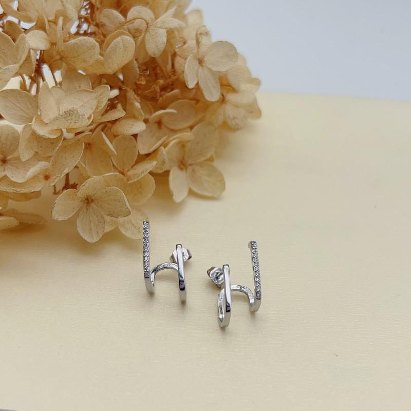 Trendy 2022 Silver Needle Geometric Zircon Earrings for Women - Stylish, Cool, and Unique Design