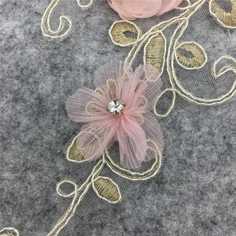 Computer Embroidery Embroidery Mesh Lace Decal Three-Dimensional Rhinestone Lace Collar Hollow Diy Dress Accessories