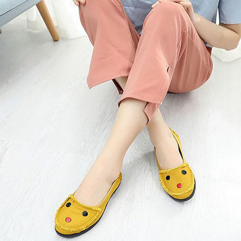 Women's Shoes Old Beijing Cloth Shoes Flat Heeled Casual Shoes Single Shoes One Foot Stirrup Shallow Mouth Low-top Shoes