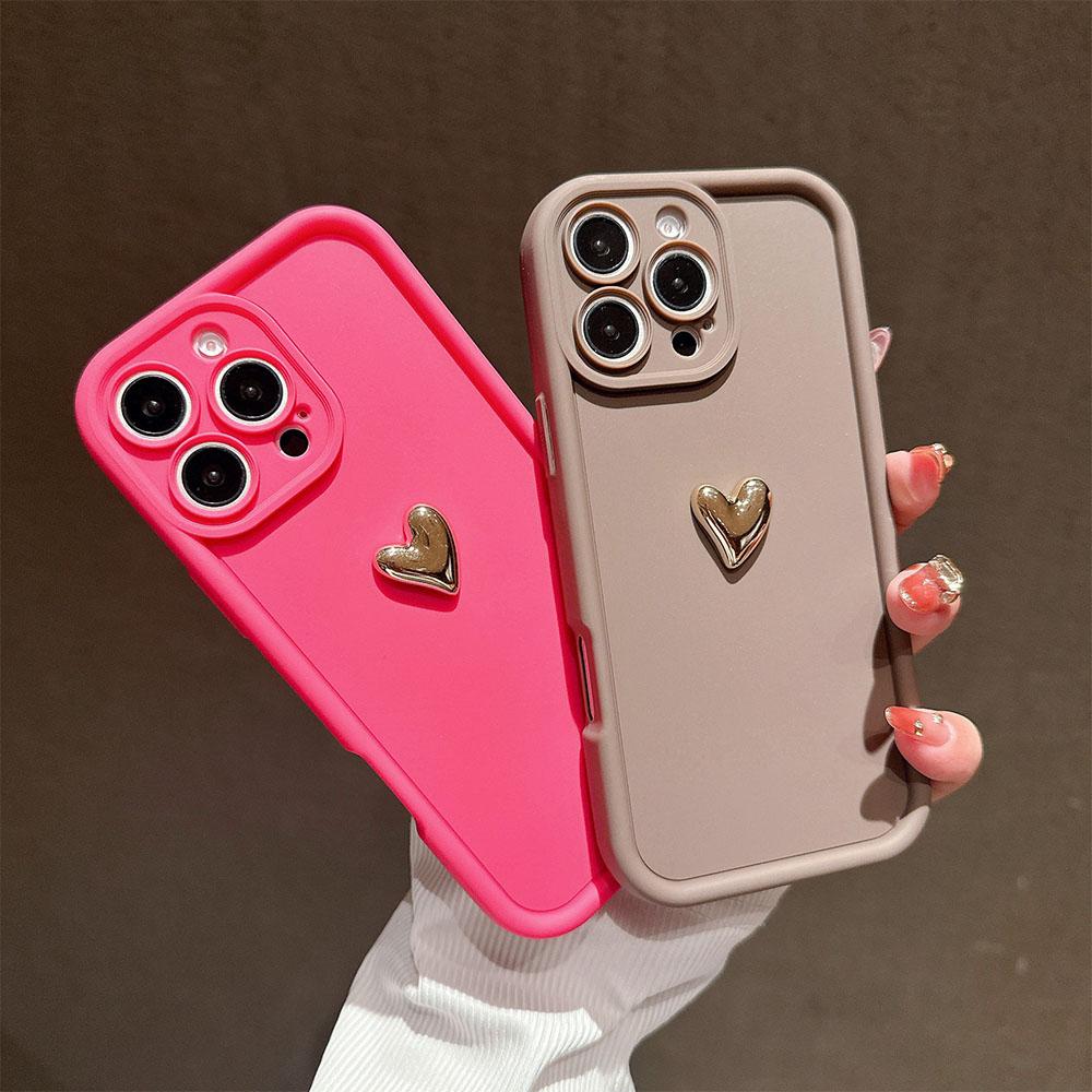 Girl 3D Gold Heart Silicone Soft Phone Case For Redmi Note 14 13 12 11 10 9 8 Pro Plus 12s 11s 13C 12 Shockproof Matte Cover