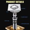 Floor Drain Anti-Odor Shower Drain Anti-clogging Hair Stopper Catcher Sink Strainer Stainless Steel Drain Protectors Bathroom Toilet Tub Tile Insert F