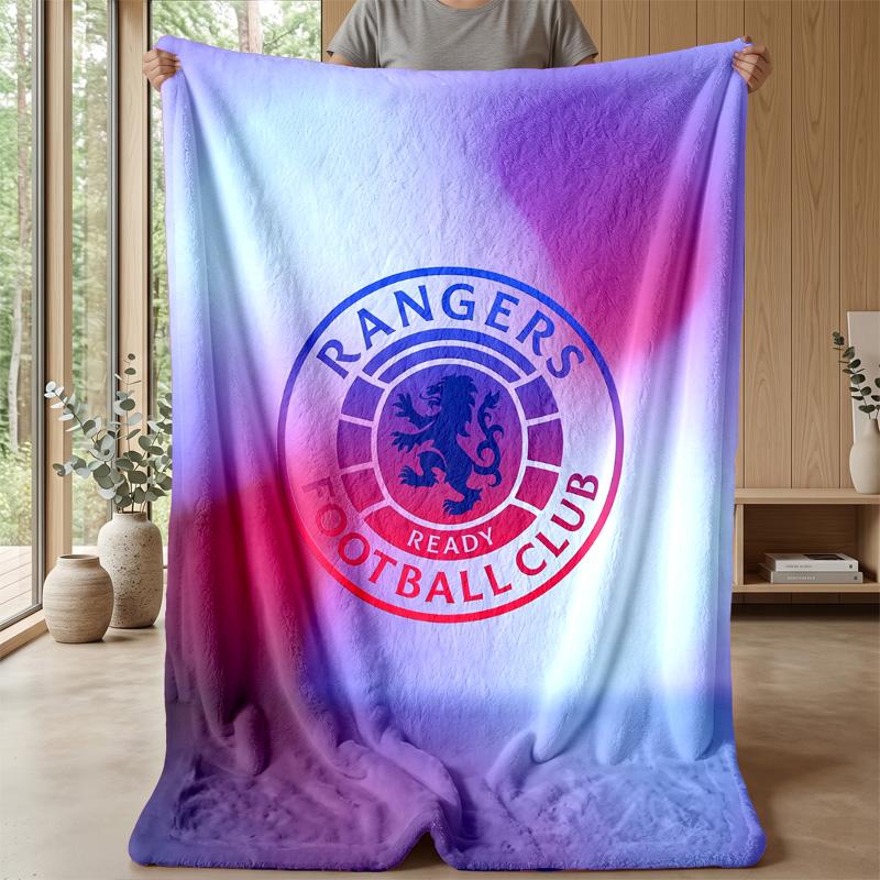 Rangers FC Weiche Flanell-Fleece-Decke Leicht Gemütlich Warm Überwurfdecke für Sofa Bett Heimdekoration
