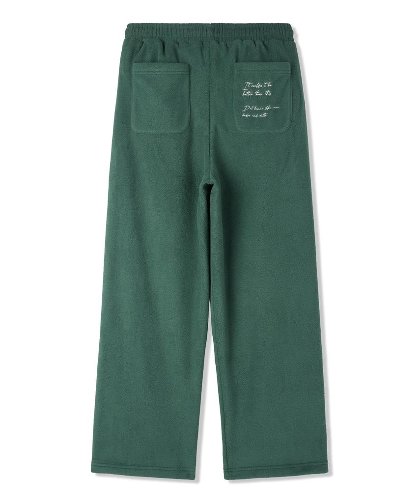 BAKKEN Fatigue Back Pocket Lettering Fleece Wide Pants Bk8930_Deep Green