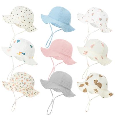 Cappello da sole per bambini in mussola Cartoon Summer Kids Cappelli a secchiello per ragazze Cotton Outdoor Beach Baby Boy Cap Accessori per neonati 0-12M