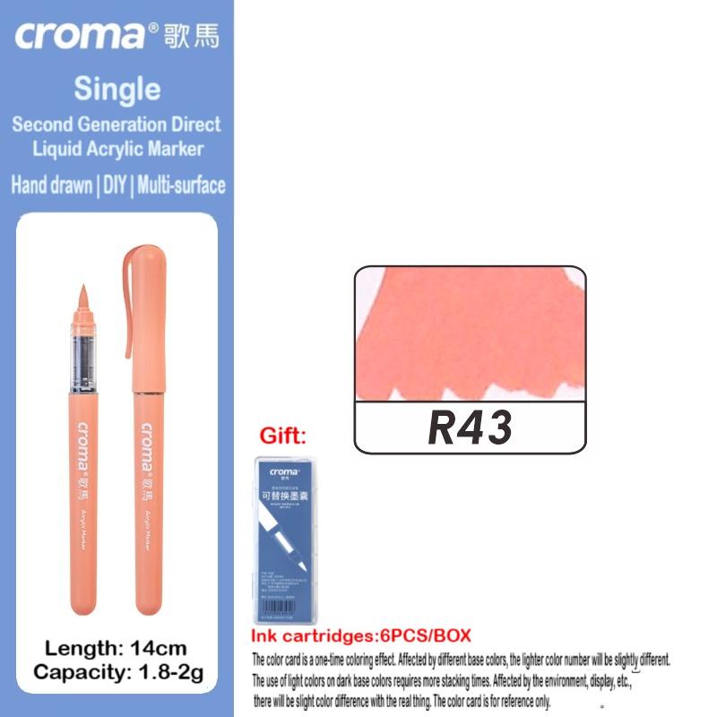 Croma 160/1 Farben Nachfüllbares Direktflüssig-Acrylmarker-Set mit Weicher Spitze, Waschbarer Aquarellpinsel Schulausstattung