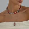 Double Layer Beaded Necklace Russian Khokhloma Floral Women Jewelry High Quality Choker Gifts