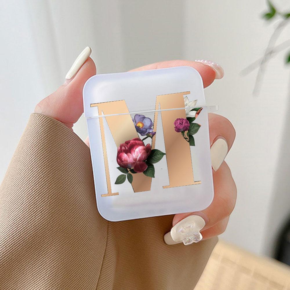 Cute Gold 26 Letters A Z Earphone Case for Airpods 4th 3rd Pro 3 2 Shockproof Cover for Airpod 2 3 1 Protective Accessorie Shell