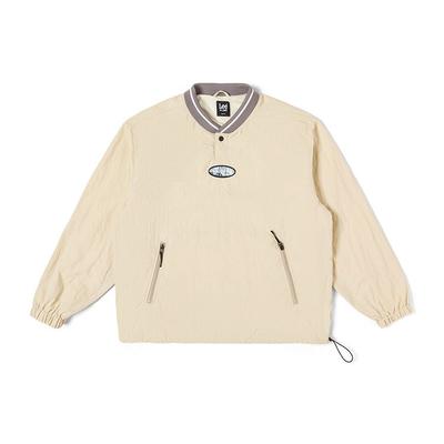 Bequemes wasserabweisendes Sweatshirt mit Baseballkragen, Reißverschlusstasche und Fleece, Unisex, Beige LUT007256202051A03034
