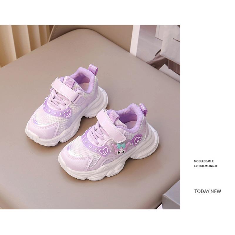 Spring and Autumn Princess Shoes Girls Super Soft Sneakers Children's Mesh Shoes Foreign Style Lighting Soft Sole Running Shoes Trendy