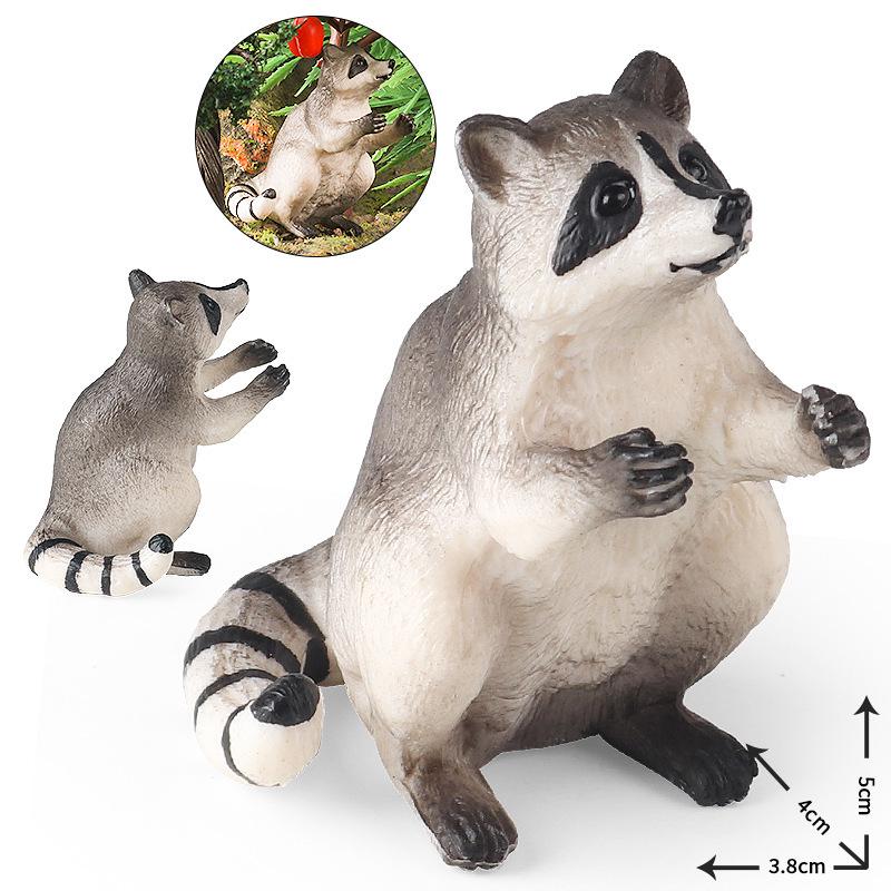 Wild Animal Simulation Model: Raccoon, Angora Goat, Squirrel Ornament Toy Set
