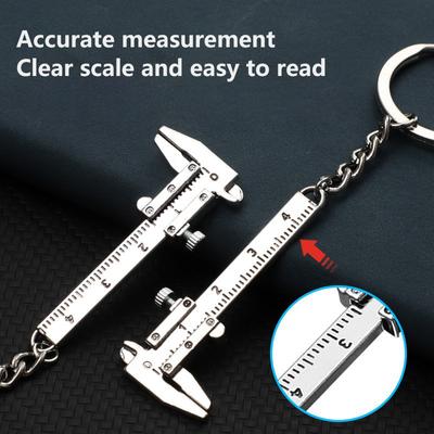 Mini Metal Ruler Vernier Calipers Keychain Portable 0-4Cm Keyring Measurement Tool Bag Car Hanging Accessor Jewelry Calipers