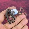 Blue Lace Agate Gemstone Pendant Handmade Fish Pendant Copper Wire Wrap Jewelry