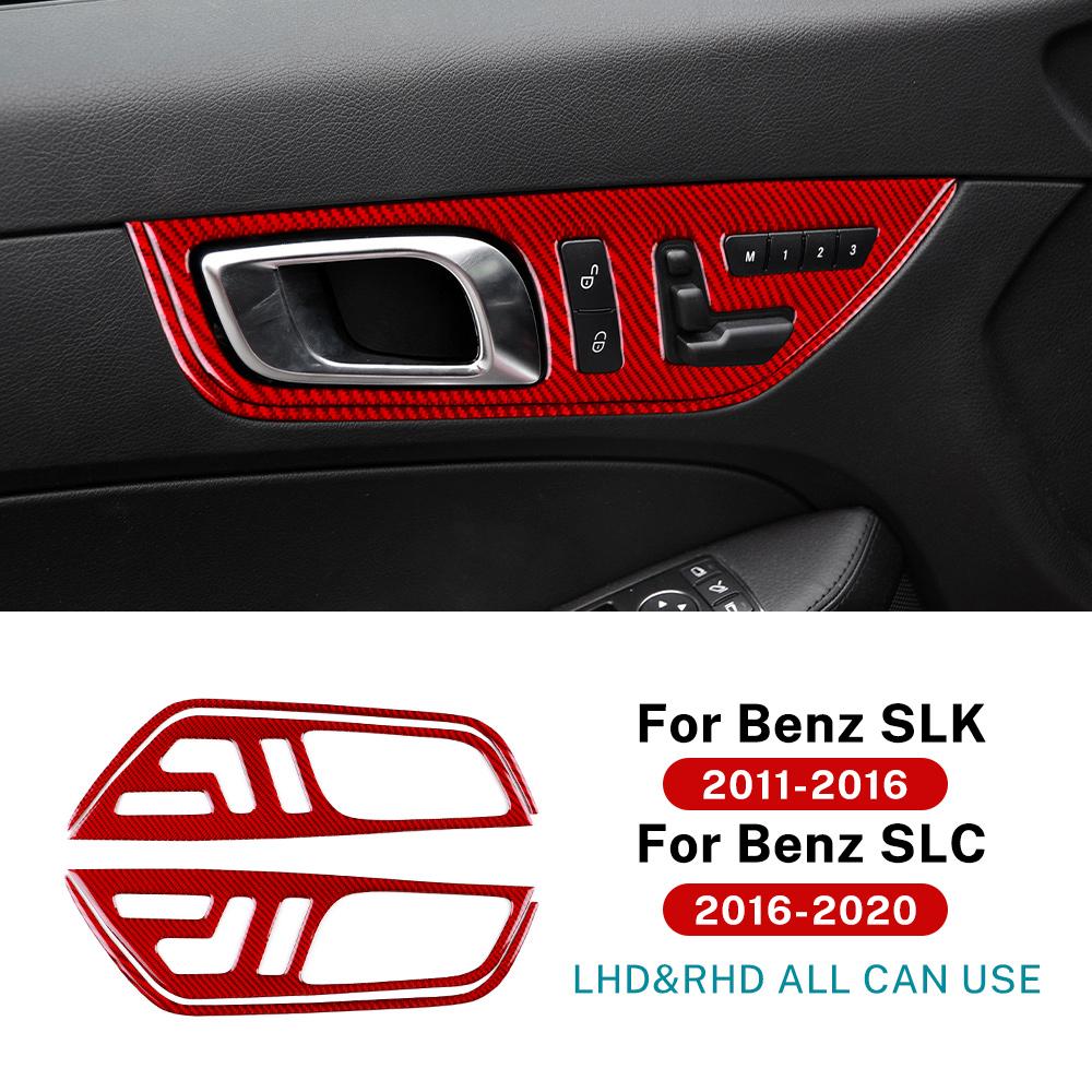 Real Soft Carbon Fiber Trim Sticker For Mercedes Benz SLK R172 2011-2014 2015 2016 SLC 2016-2020 Car Inner Door Handle Frame