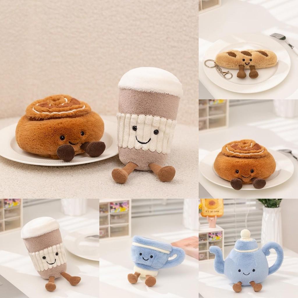 Cup Coffee Teapot Baguette Cinnamon Roll Baguette Plush Toys Short Fabric Kids