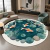 Koi Fish Pond 3D Pattern Living Room Round Rug Decoration Home Bedroom Study Non-slip Soft Chair Mat Bedside Washable Carpet